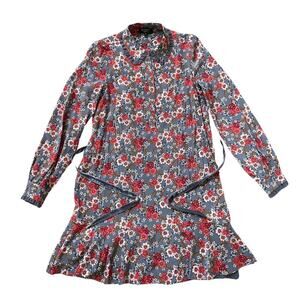 NWOT Juicy Couture Silk Dress M | Floral Long Sleeve, Velvet Tie Black Label Y2K